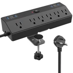 Desk Clamp Power Strip With 40W Fast Charging Station, Jxgucat Black 1.8". Fixed Price $42.99.