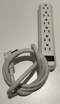 Intertek 6-OUTLET Power Strip With 4 Ft. Cord Right Angle Plug. Fixed Price $10.44.