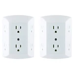 Ge 6-OUTLET Extender, 2 Pack, Grounded Wall Tap, Adapter Spaced. Fixed Price $16.69.