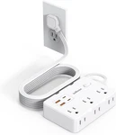 Flat Plug Power Strip Surge Protector, 5FT Ultra Thin Extension. Fixed Price $15.60.