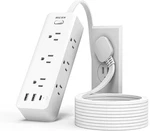 5 Ft Extension Cord With Multiple Outlets, Mscien Flat Plug Power Strip, 6. Fixed Price $24.99.