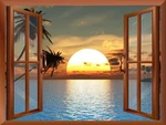 WALL26 Tropical Beach Landscape With Palm Trees At Sunset Mural- 36"X48". Fixed Price $35.99.