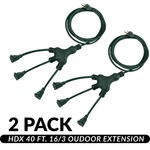 2-PACK Hdx 40 Ft. 16/3 Multi-directional Outdoor Extension Cord, Green, New. Fixed Price $39.98.