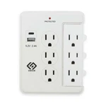 Oskos 6 Outlets Wall With 2.4A Usb Charger (1A1C), 500J Surge White. Fixed Price $22.04.