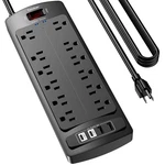 15 Extension Cord Power Strip, Teiobar Surge Protector With Ft, Black. Fixed Price $45.56.