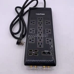 Cyberpower 12-OUTLET Surge Protect 6 Ft. Braided Cord Usb Coax, Black. Fixed Price $18.99.