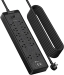 25 Ft Flat Plug Extension Cord, 12 Outlet Surge Protector With 3 Usb Ports. Fixed Price $68.99.