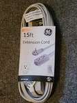 15FT Extenstion Cord 43026 16 Gauge Flat Plug Grounded Outlets White New. Fixed Price $9.95.