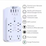 Commercial Electric 6-OUTLET Smart Surge Protector With 4-USB Ports, White. Fixed Price $12.99.