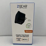 Zgear Adaptive Fast Wall Charger W/ 2 Usb Ports, Travel Foldable Ac Plug. Fixed Price $9.99.