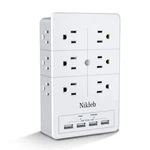Multi Plug Outlet Surge Protector Nikleb, 12 Electrical White Extender. Fixed Price $38.06.