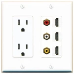 X 15 Amp 125V Power Outlet 3 Hd And Rca Port Wall Plate White. Fixed Price $32.18.