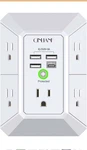 Qinlianf HR-519D Ac Outlets Wall Surge Protector, 3 Usb-a, Usb-c, Fireproof. Fixed Price $16.00.