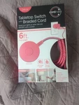 Tabletop Switch Cordinate Decor 6FT. Braided Extension Pink New Easy Light. Fixed Price $15.00.