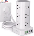 Power Strip Tower With Multiple Outlets, Flat Plug Surge Protector Extensi. Fixed Price $29.73.