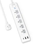 2 Prong Power Strip, Wrxdmc To 3 Outlet Adapter, 5 Ft, White. Fixed Price $24.64.