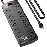 10 Extension Cord Power Strip, Teiobar Surge Protector With Ft, Black. Fixed Price $40.99.