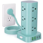 Power Strip Tower Multiple Outlets, 6FT Without Wireless Charging, Blue. Fixed Price $31.19.