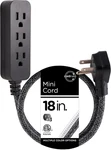Designer Mini 3-OUTLET Power Strip, 18 Braided Extension Cord, Grounded Adapt. Fixed Price $17.95.