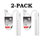 6-OUTLET 3FT. Surge Protector, White (2 Pack). Fixed Price $19.99.
