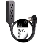 Cordinate Designer Mini 3-OUTLET Power Strip, 18 Braided In, Black. Fixed Price $17.23.