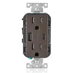 Leviton Outlet With Usb Type A/c Charger 15A 125V 5-15R Brown. Fixed Price $30.99.