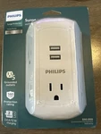Philips 5-OUTLET Extender, Grounded Wall Tap, 3-PRONG, 2 Usb-a, Surge Protector. Fixed Price $16.95.