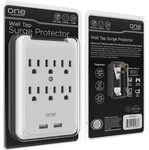 One Power Wall Tap Surge Protector White 6 Outlets + 2 Usb Charger. Fixed Price $23.76.