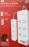 Ultra Elite Power 2 Pack 3 Outlet Extension Cord + 6 Surge Protector. Fixed Price $26.99.