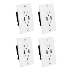 New 4-PACK Of 15 Amp Outlet Receptacle Wall Plate With Dual Usb Charger Port. Fixed Price $39.95.