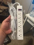 Surge Protector White Power Strip W/ Right Angle Plug & Outlets Bestek MRJ6005. Fixed Price $20.00.