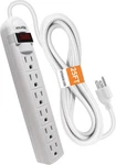 6-OUTLET Surge Protector Power Strip With 25-FT Long Extension Cord, White, Etl. Fixed Price $41.79.