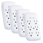 6-OUTLET Wall Mounted Surge Protector, White (4-PACK). Fixed Price $73.70.
