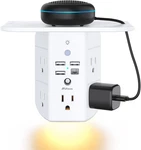 Mifaso 3-SIDED Multi Plug Power Strip, Wall Extender With Shelf, Night Light &. Fixed Price $16.87.