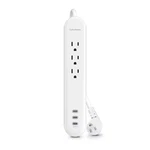4 Ft. 3-OUTLET Surge Protector With Usb-c Ports And Cord, White. Fixed Price $33.65.