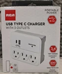 Rca Usb Type-c Charger With 3 Outlets New!. Fixed Price $9.99.