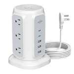 Aijoy Flat Plug Power Strip Tower 9 Outlets And 5 Ports (2 Usb-c), 1200J .... Fixed Price $38.14.