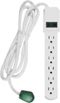 Go Green Power Inc. 6FT Surge Protector With Outlets - Heavy Duty, White. Fixed Price $12.00.