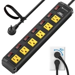 Crst Individual Switch Surge Protector 6-OUTLETS Wall Mount Power Strip. Fixed Price $29.99.