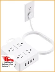 Surge Protector Power Strip 10 Ft Cord, Olcorife Ultra Thin Flat Plug Extension. Fixed Price $22.49.