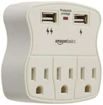 Amazonbasics 3-OUTLET Surge Protector Charger Adapter W/ Usb Ports 2.4A 1.0A. Fixed Price $10.95.