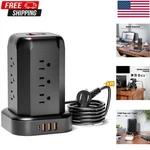 Flat Plug Power Strip Surge Protector - 5 Ft Electric Extension Cord Black Tower. Fixed Price $25.98.
