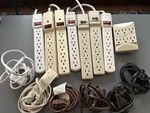 Lot Of 15 - 7 Outlet Power Strips, Extension Cords & One Wall. Fixed Price $40.00.