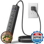Superdanny 6-OUTLET Surge Protector Power Strip Usb Ports 4.5FT Extension Cord. Fixed Price $29.68.