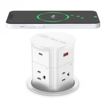 Annquan 3.15" Pop Up Countertop Outlet With 15W Wireless 6FT Cord, White. Fixed Price $113.58.