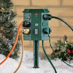 6 Outlet Staked Outdoor Power Strip With Remote Perfect For Holiday Decorations. Fixed Price $36.95.