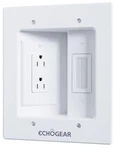 Echogear White Recessed Power Outlets In Wall Hidden Cables Complete Kit. Fixed Price $29.95.