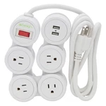 Design 4 Outlet 2 Usb Flexible Pivoting Power Strip With 6FT Cord White. Fixed Price $19.99.