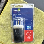 Leviton Heavy Duty Electrical Plug Nema 5-15P 125V 15A Black White 5266-CS. Fixed Price $11.09.