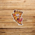 Funny Pizza Face Sticker - Crazy Cheese Monster Cartoon Decal #1691. Fixed Price $7.00.